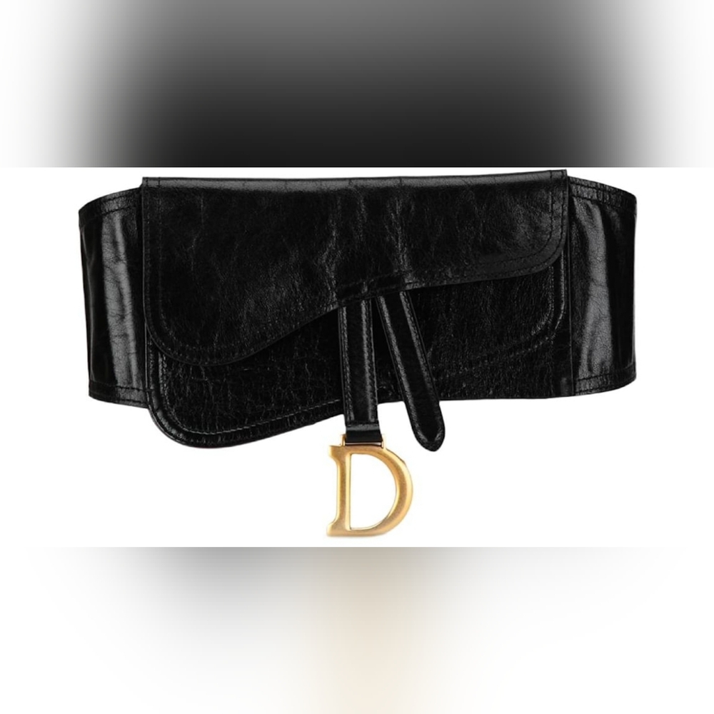 DIOR Black Leather Clutch with Gold Accent